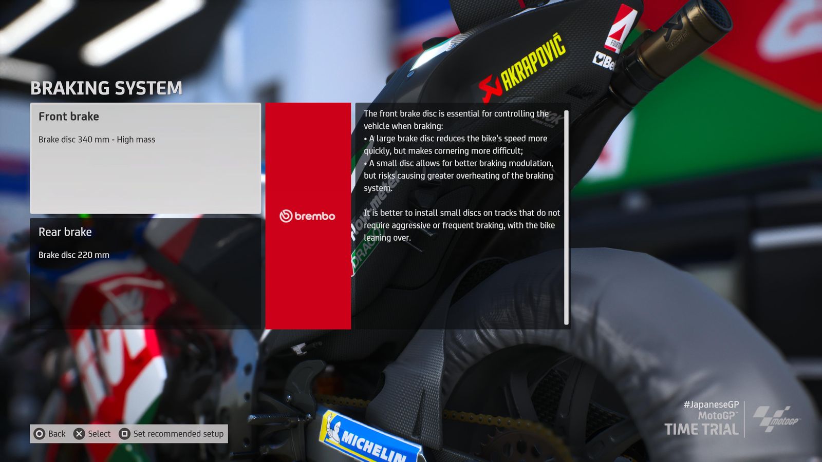 MotoGP 23 Japan Setup Brakes