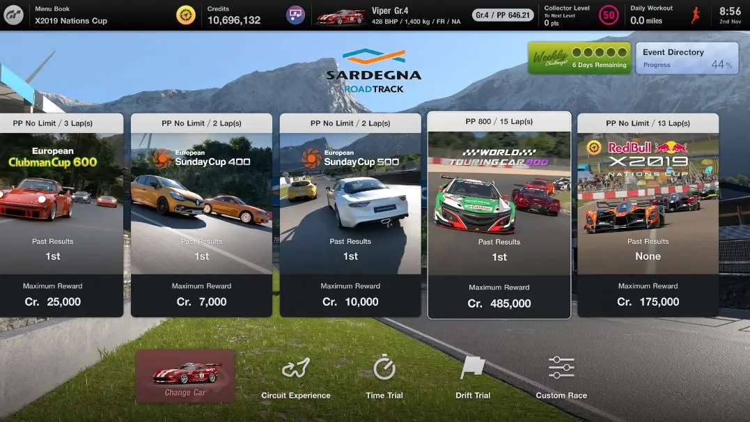 Best credit grinds in Gran Turismo 7 Sardegna road track