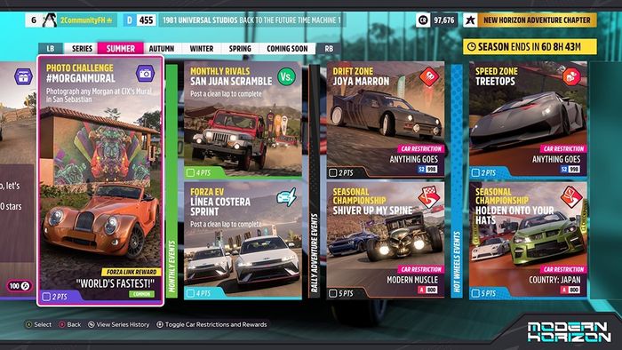 Forza Horizon 5 Modern Horizons Summer Festival Playlist: Reward cars, Treasure Hunt, Photo Challenge