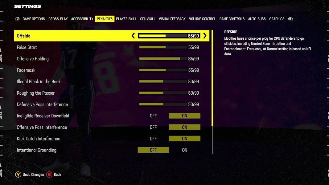 Madden 24 penalty slider