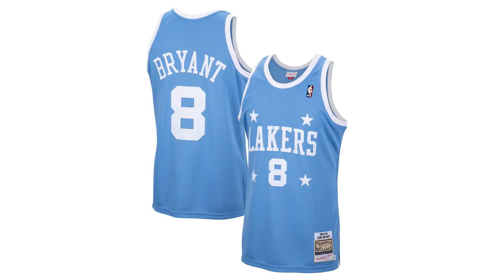 Los Angeles Lakers Kobe Byrant 2004/05 Authentic Alternate Jersey product image of a light blue and white sleeveless shirt