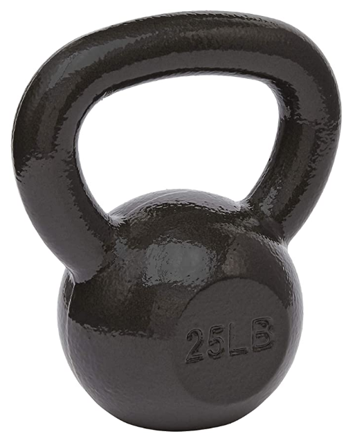 Best kettlebell Amazon Basics product image of a black cast iron 25lb kettlebell