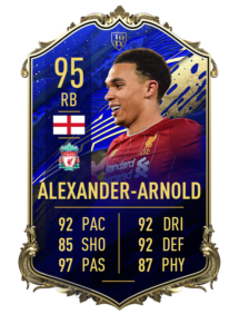 Trent Alexander-Arnold's 95 OVR TOTY card