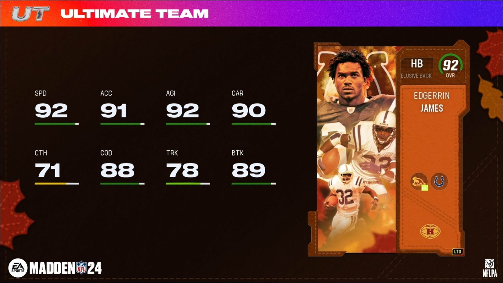 Madden 24 Harvest program Edgerrin James