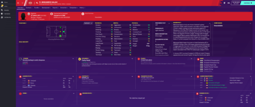 Salah's starting Football Manager 2020 attributes and information.