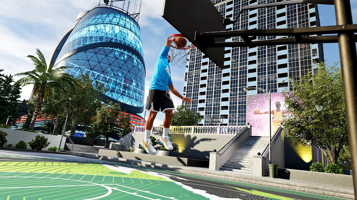 NBA 2K22 dunk the city park court