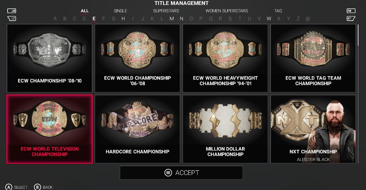 WWE 2K22 titles vc