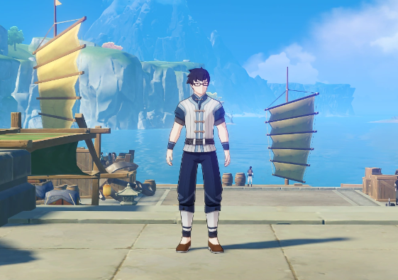 A screenshot of the Genshin Impact Liyue NPC, Zhihua.