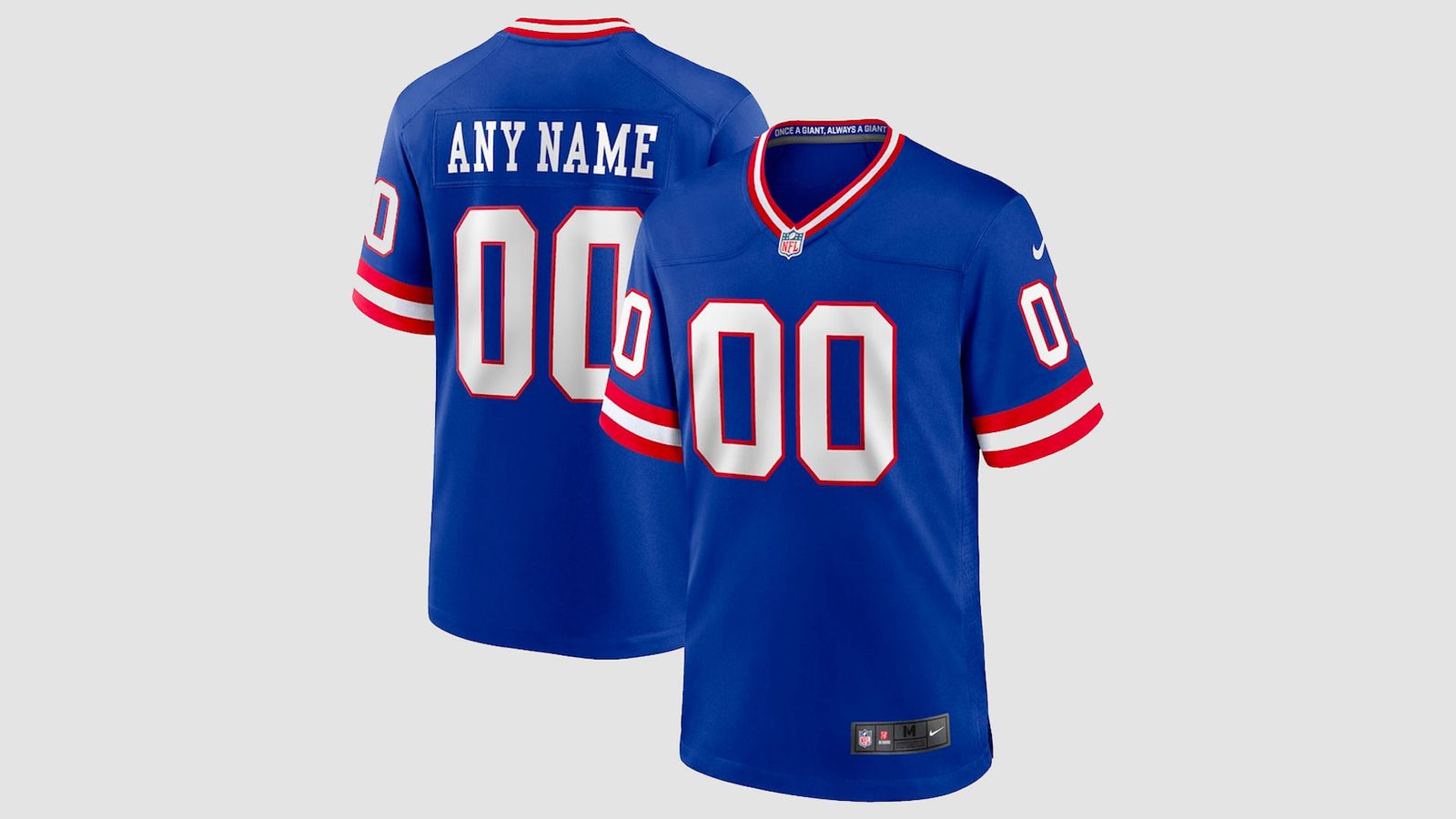 Best NFL jerseys New York Giants product image of a blue kit with white and blue collar and sleeve accents.