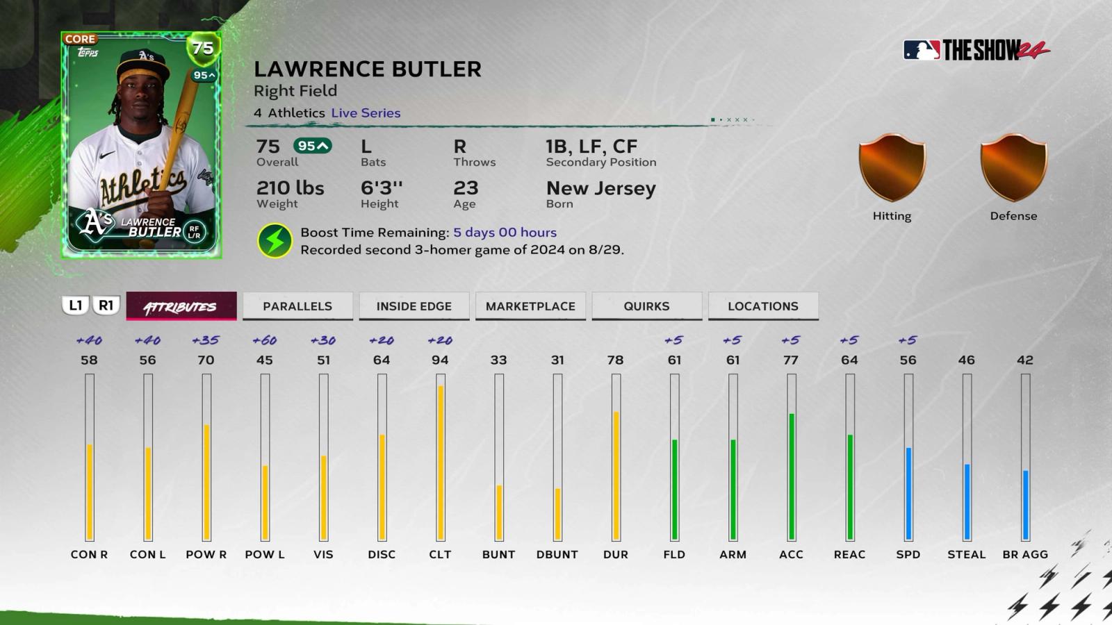 MLB The Show 24 Lawrence Butler Supercharged Card