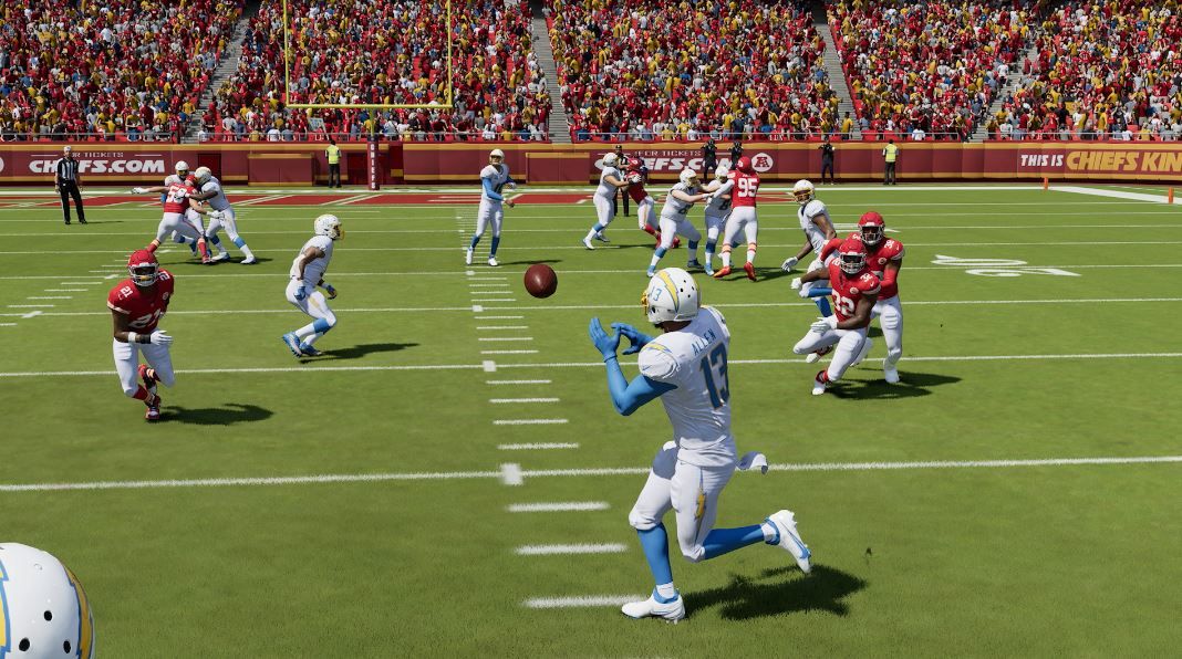 Keenan Allen catching a touch pass in Madden 24