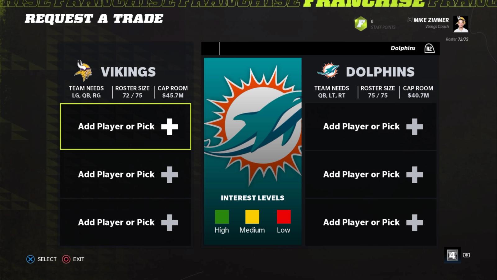 Madden 22's trading screen