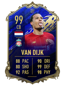 Virgil van Dijk's 99 OVR TOTY card