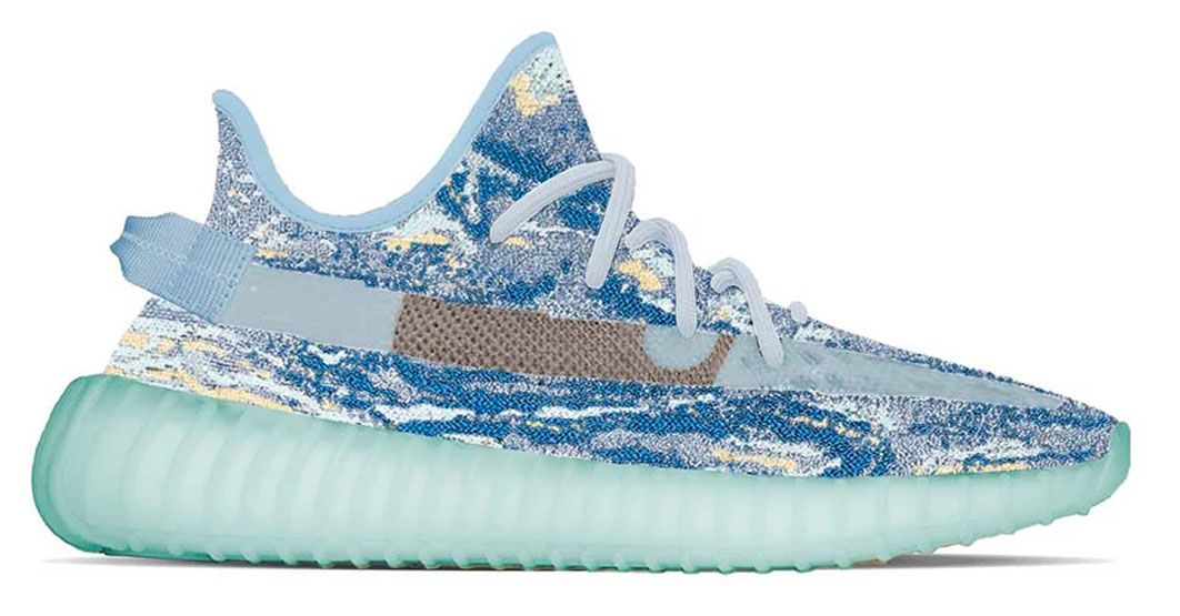 adidas Yeezy Boost 350 v2 "MX Blue" render image of a light blue sneaker with hints of grey and cream across the upper.