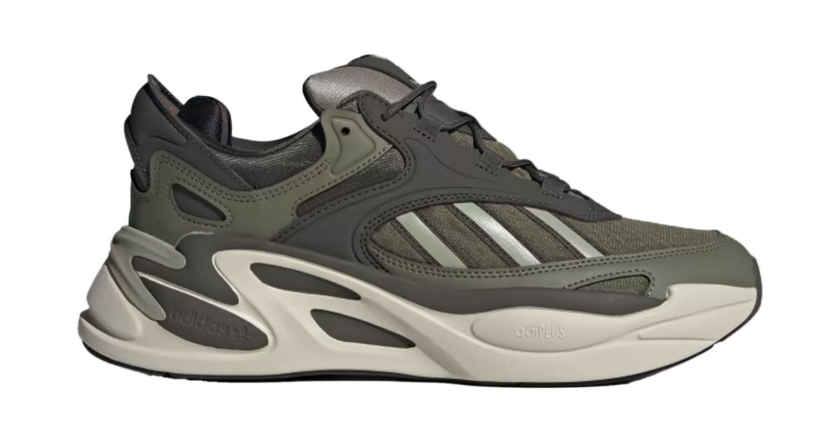 adidas OZMORPH "Focus Olive" prouct image of a dark green low-top shoe.