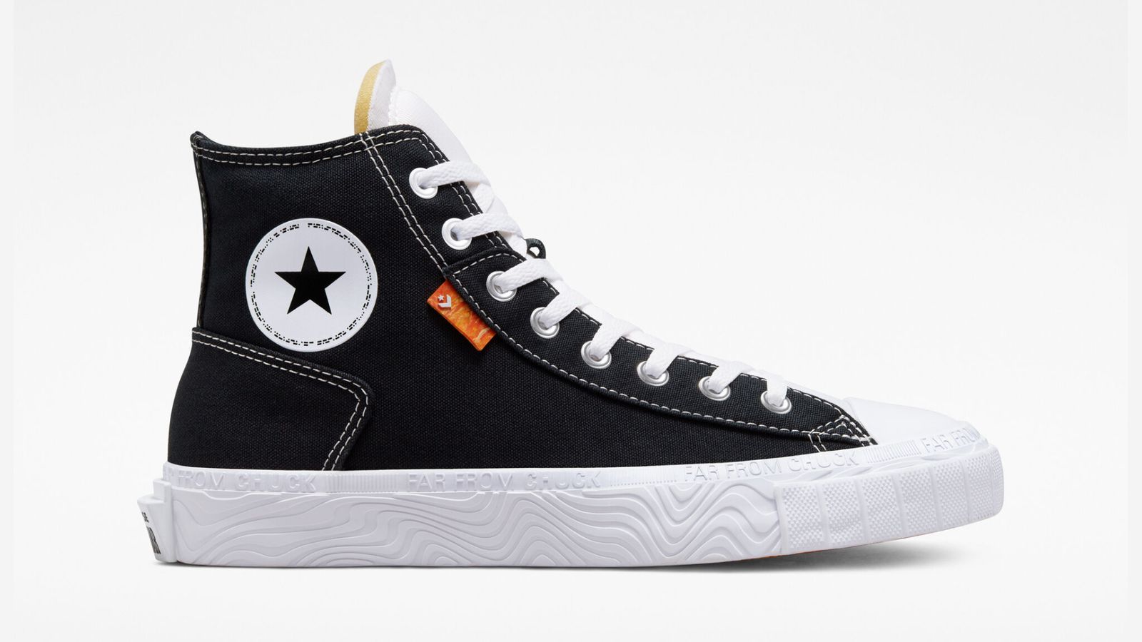 Converse Chuck Taylor All-Star Alt "Black White" product image of a black canvas high-top with a large white sole.