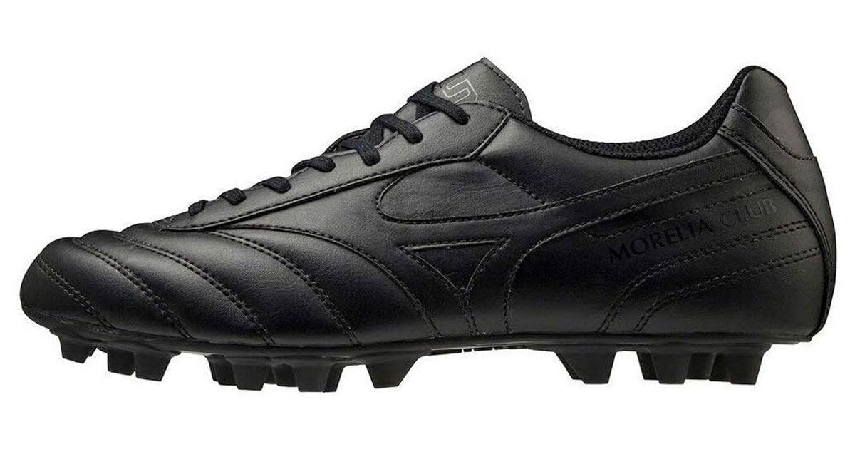 Mizuno Morelia Club 24 product image of an all-black low-top football boot.