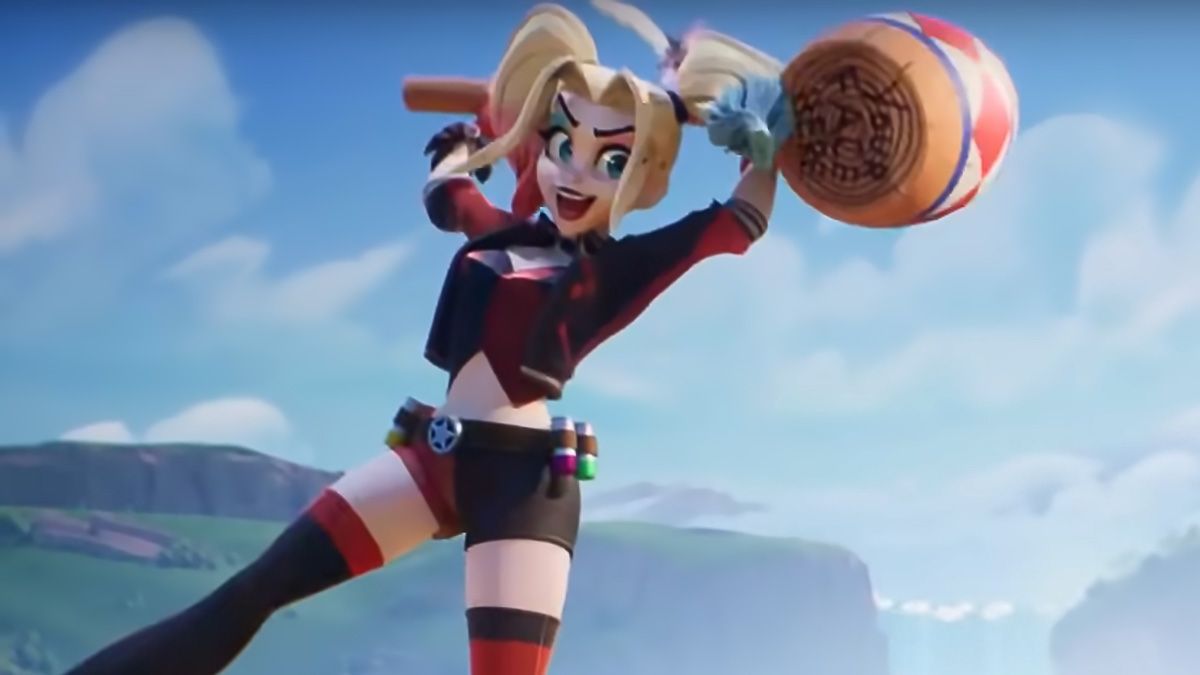 harley quinn is holding a mallet in her hand in MultiVersus