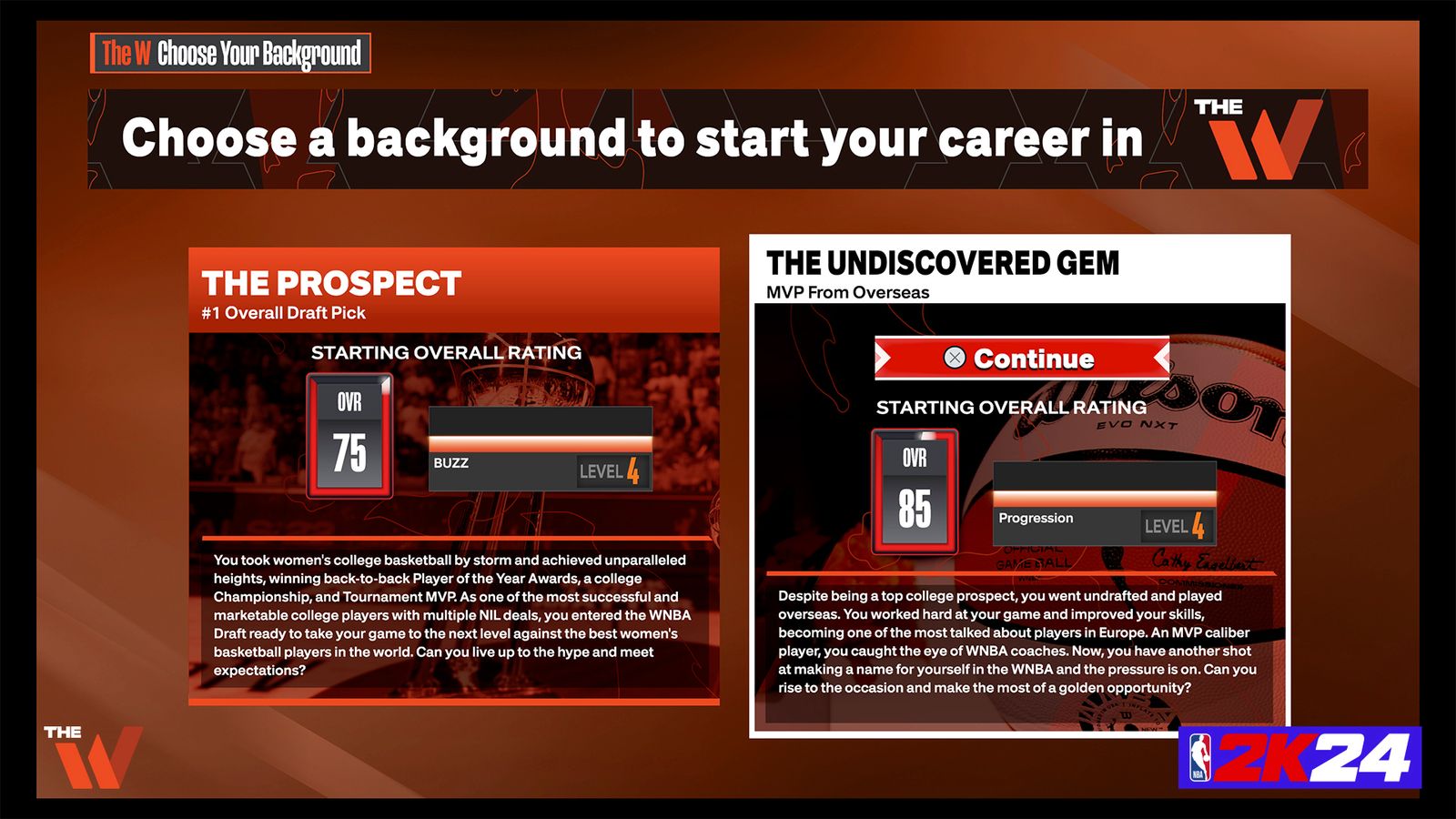 NBA 2K24 The W career path