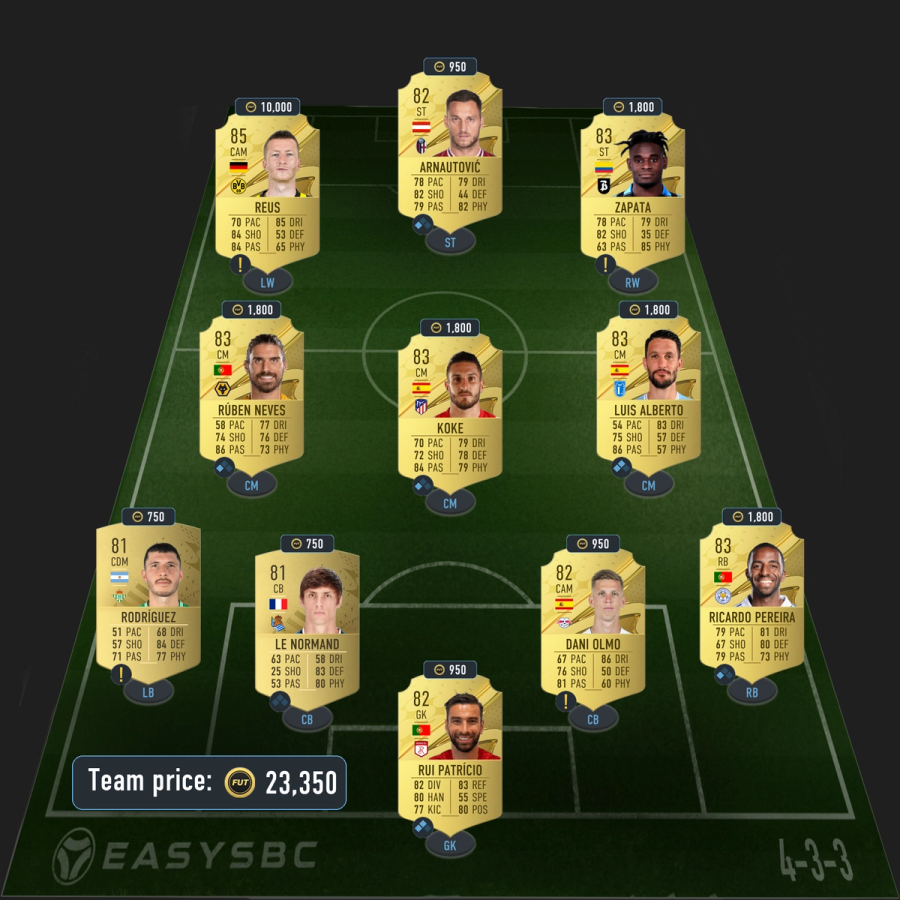 81+ x 11 LaLiga Upgrade SBC solution fifa 23