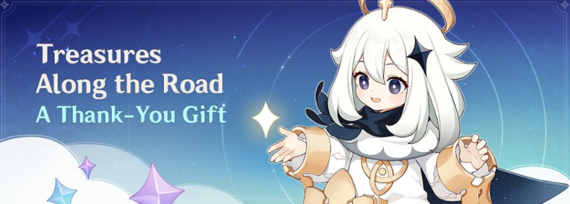 Genshin Impact third anniversary "Treasures Along the Road" rewards.