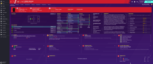 van Dijk's starting Football Manager 2020 attributes and information.