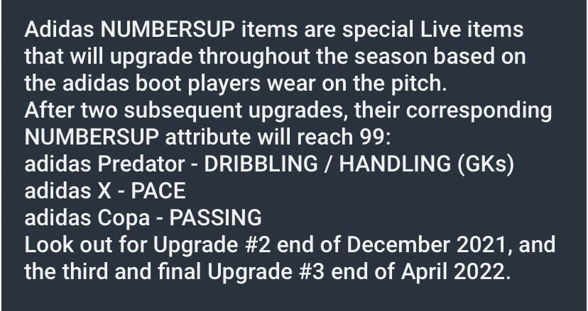 fifa 22 adidas numbers up upgrades