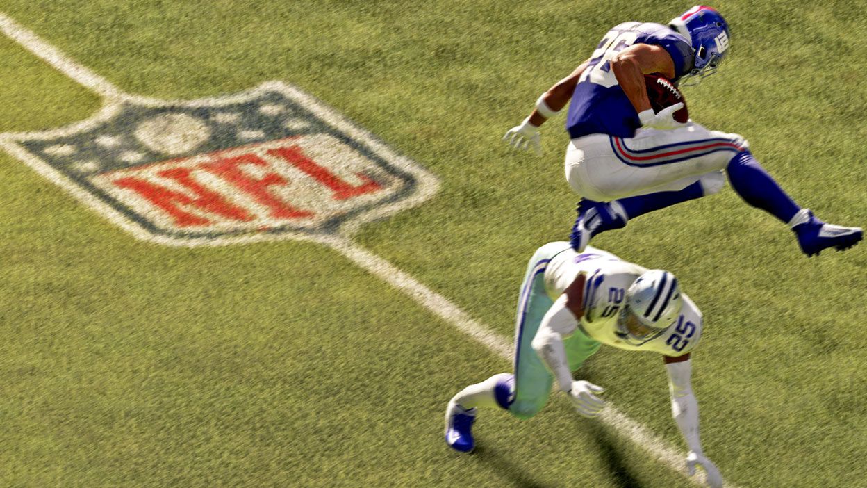 Saquon Barkley performs a jurdle in Madden 22