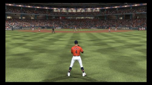 A fielder waits for the ball in MLB The Show