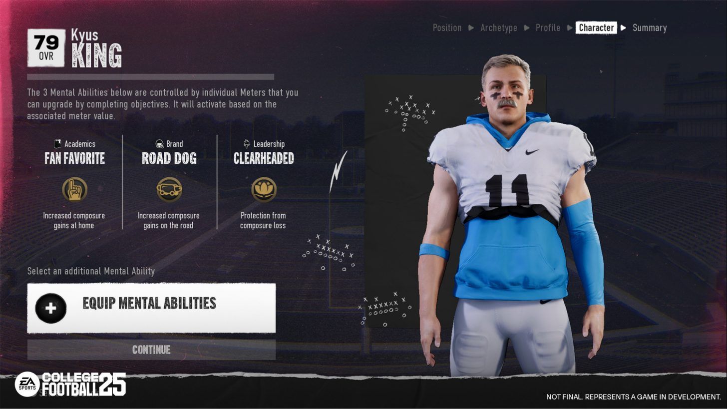 EA Sports College Football 25 Road To Glory Abilities Menu