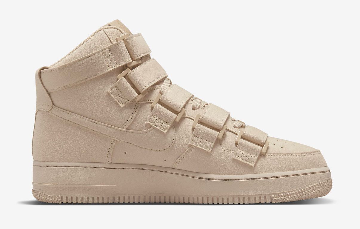 Billie Eilish x Nike Air Force 1 High product image of a 'Mushroom' suede sneaker.