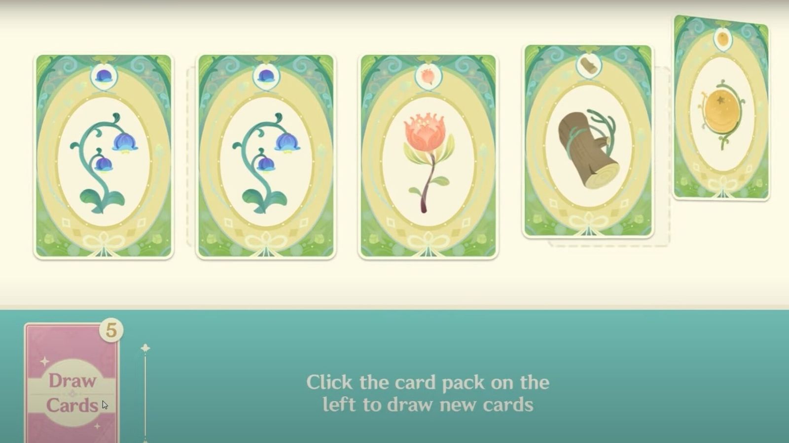 Five cards being displayed in the Fragrant Fantasy web event.