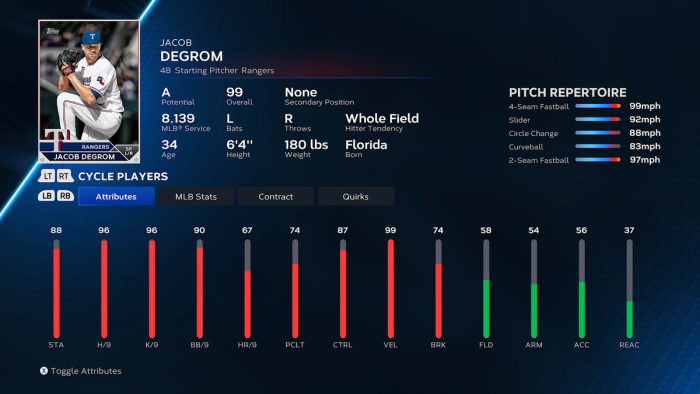 MLB The Show 23 Jacob deGrom