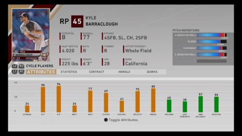 Kyle Barraclough MLB The Show 20 best minor league players RTTS Franchise Mode