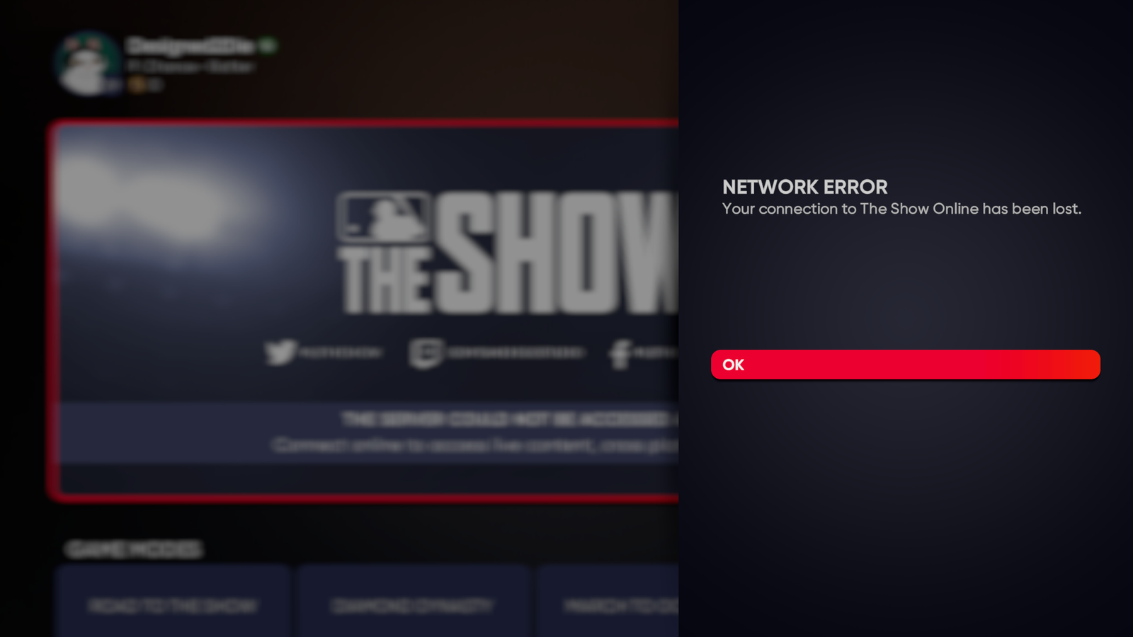 MLB The Show 21 server problems network error