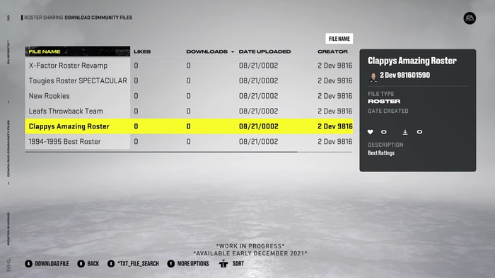 NHL 22 franchise mode roster sharing