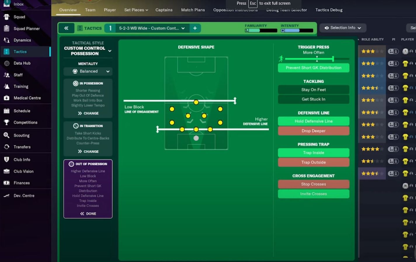 FM 23 defensive tactics settings