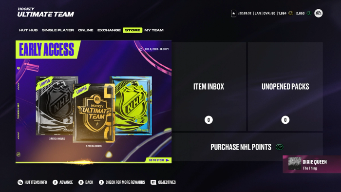 NHL 24 HUT store