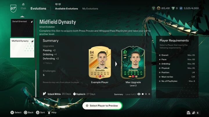 Midfield Dynasty Evolution Guide