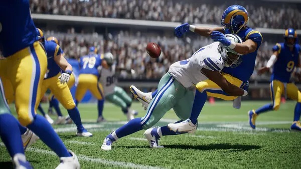 Madden 25 Rams player being tackled by Cowboys player