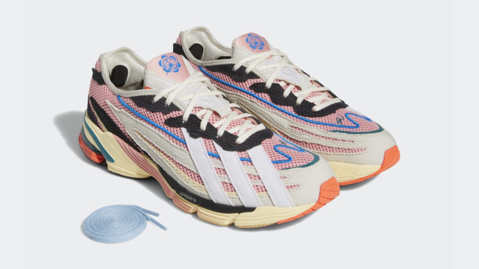 Sean Wotherspoon x adidas Orketro "Multi" product image of a multi-coloured running-style pair of sneakers.