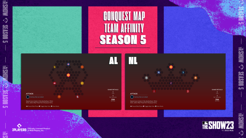 MLB The Show 23 Team Affinity 5 Conquest maps