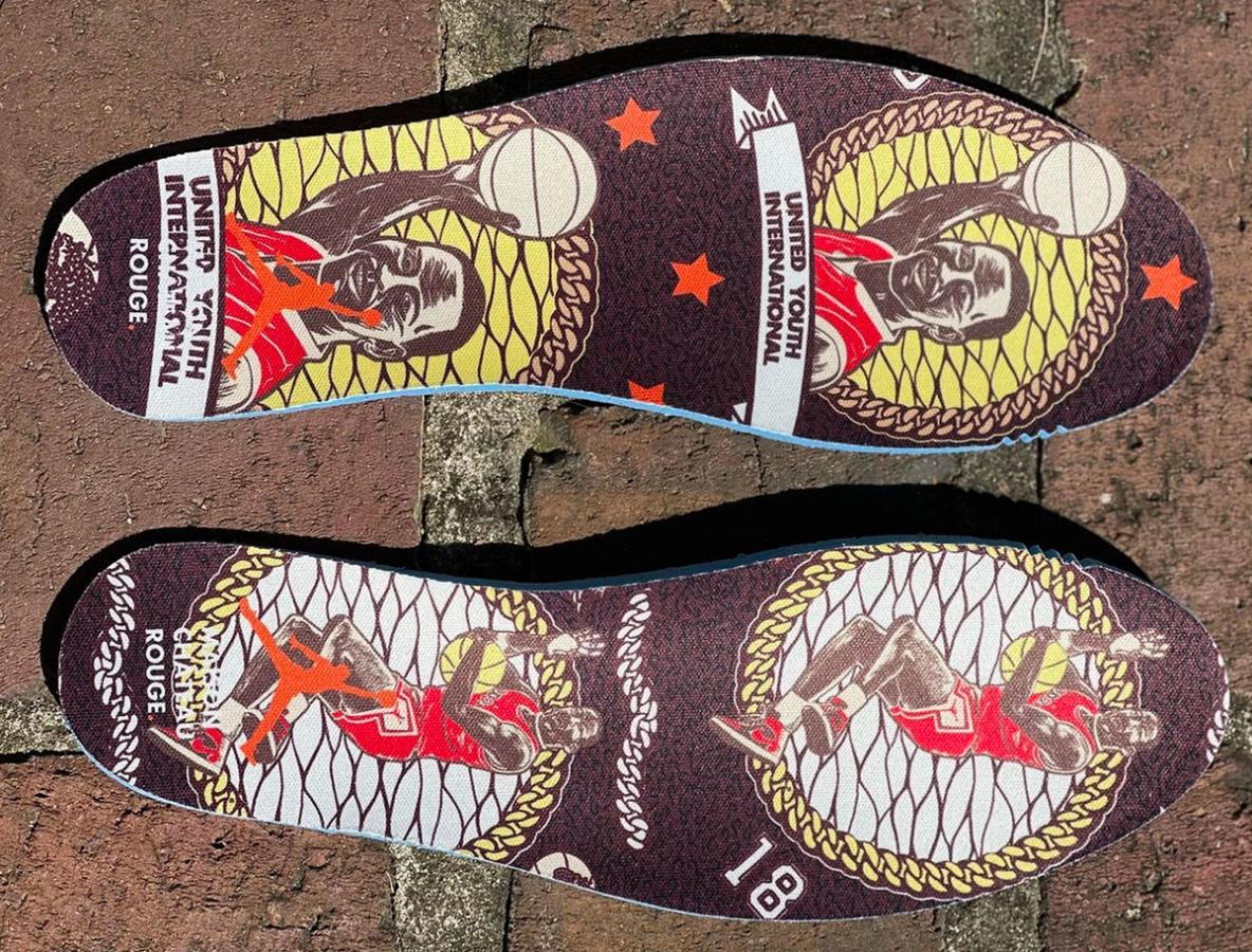 Air Jordan 2 x Maison Château Rouge product image of the sneakers custom print insoles.