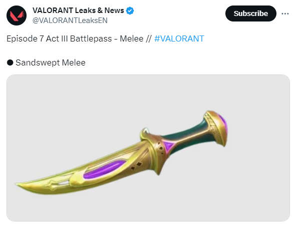 Valorant Episode 7 Act 3 Battle Pass skin line: Sandswept.