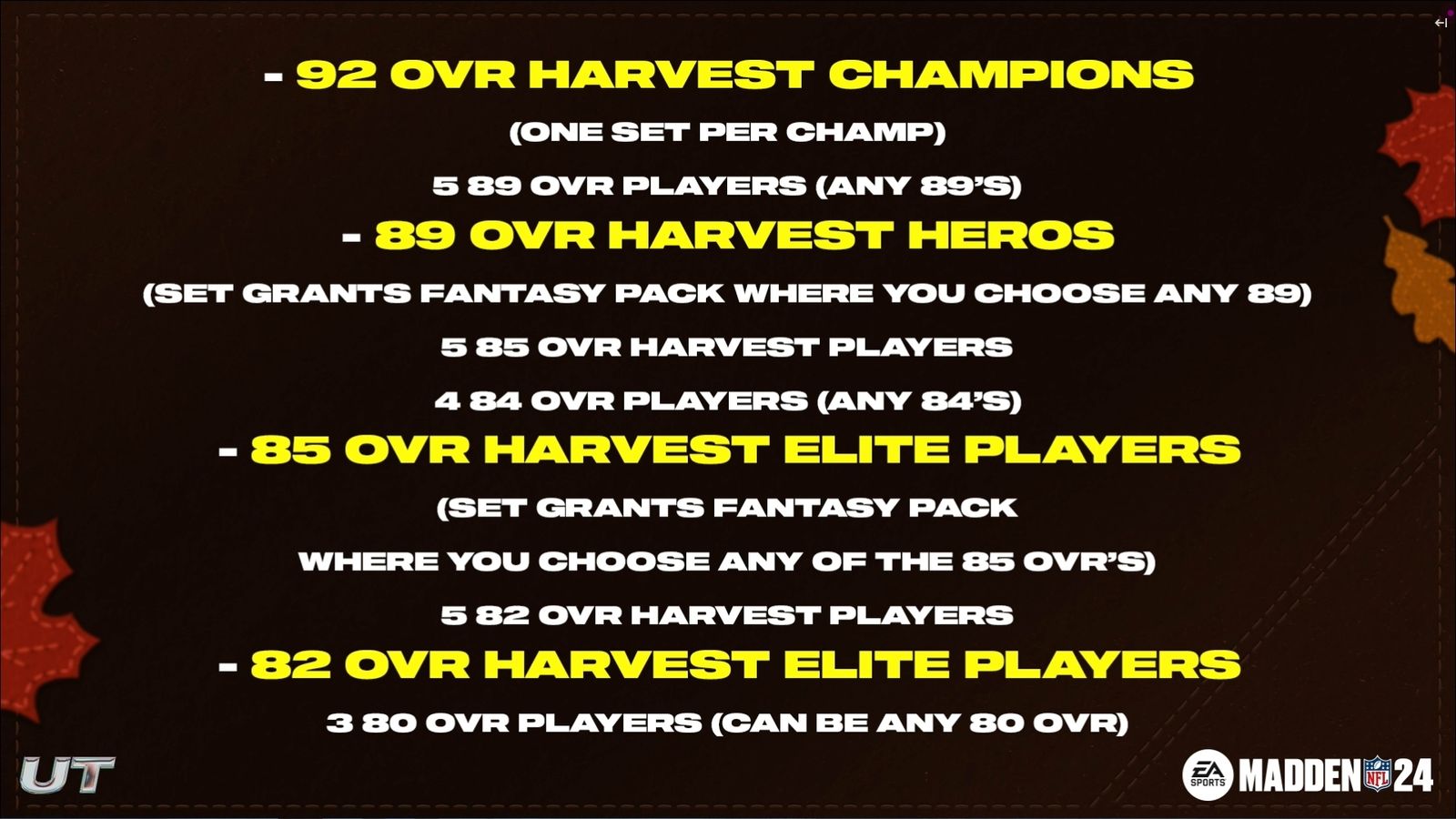 Madden 24 Harvest program sets