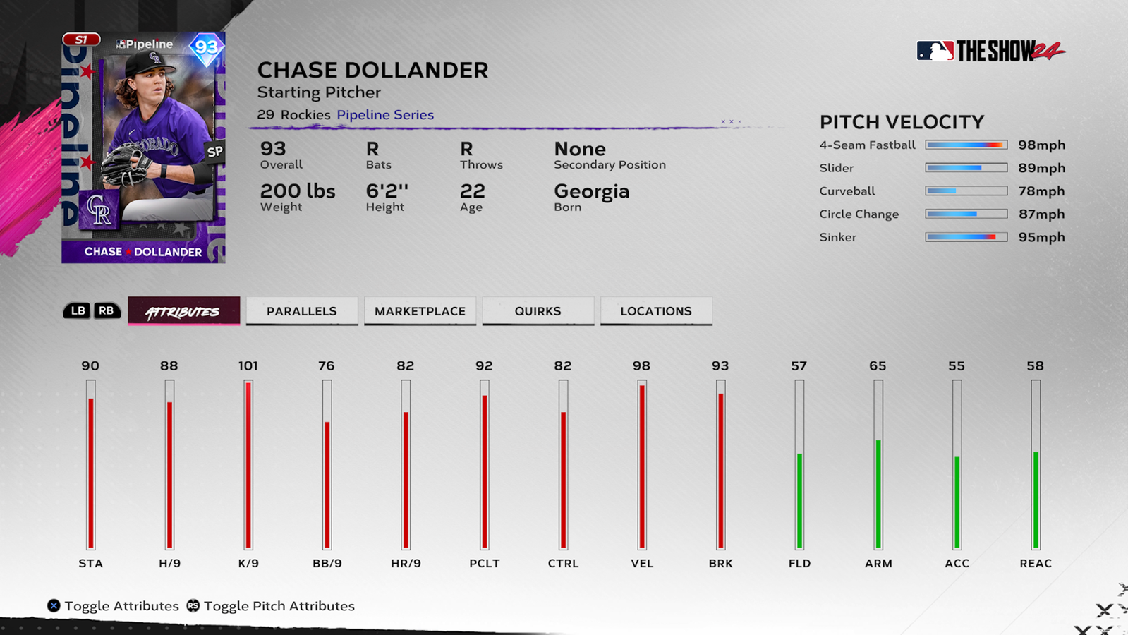 MLB The Show 24 Chase Dollander Team Affinity Season 1 Chapter 2 card