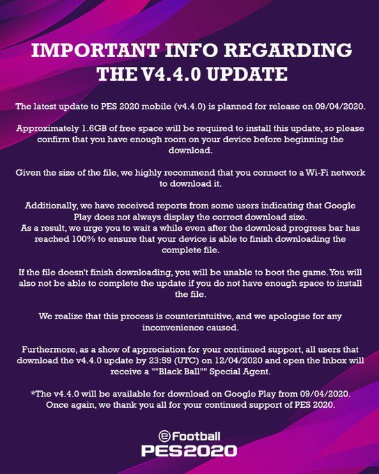 pes mobile update v4 4 0