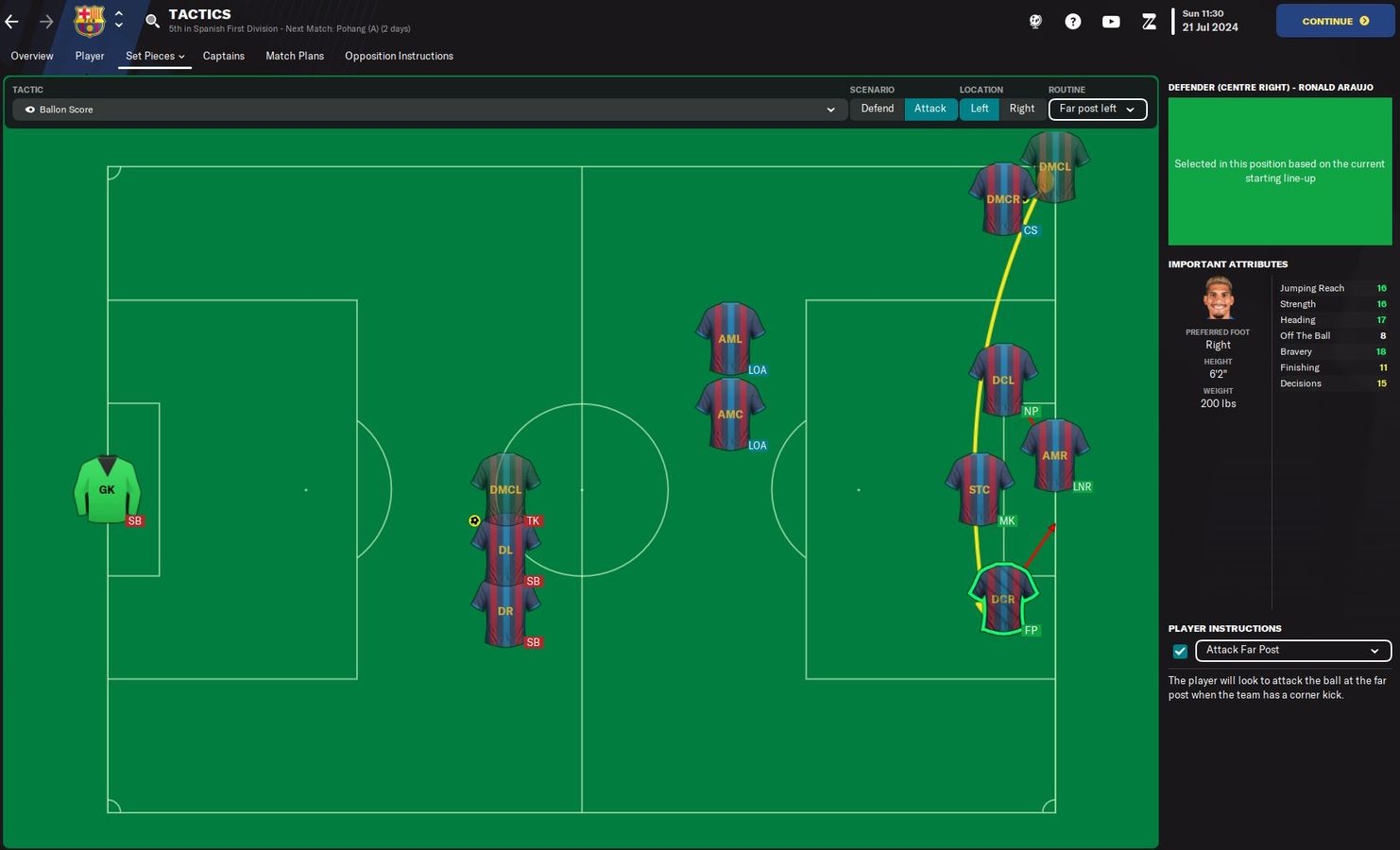 The meta far post corner routine in Football Manager 2023