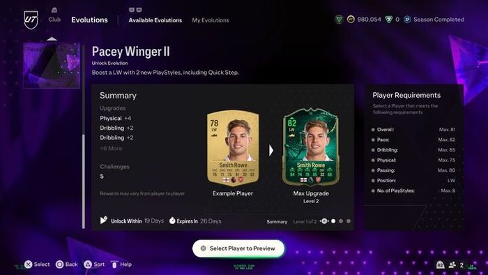 Pacey Winger II Evolutions Guide