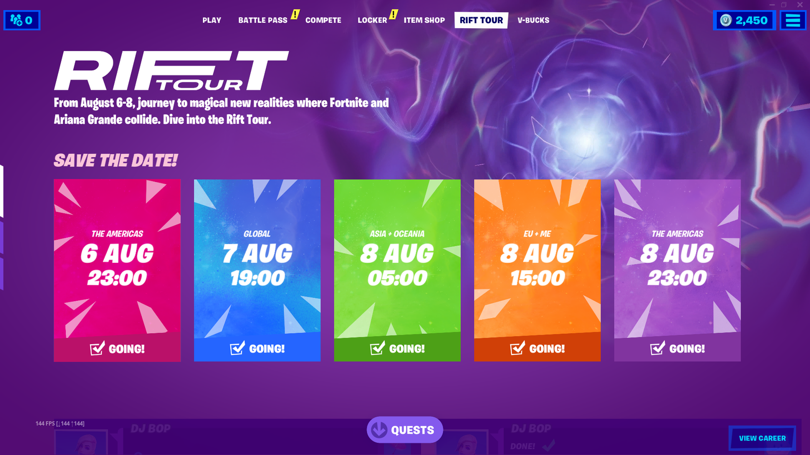 Fortnite Rift Tour Schedule 